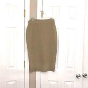 J Crew gold metallic knit tube skirt